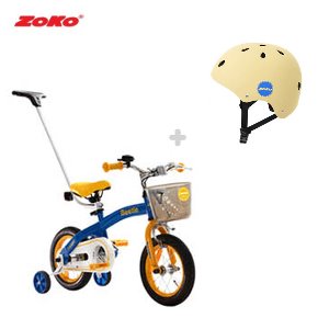 [세트]ZOKO 조코 비틀 12인치 체인자전거(보호자밀대)+조코 아동용 안전모 어반형헬멧